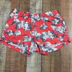 KUT from the Kloth 100% Linen Coral Floral Shorts Summer Elastic Waist Size 10